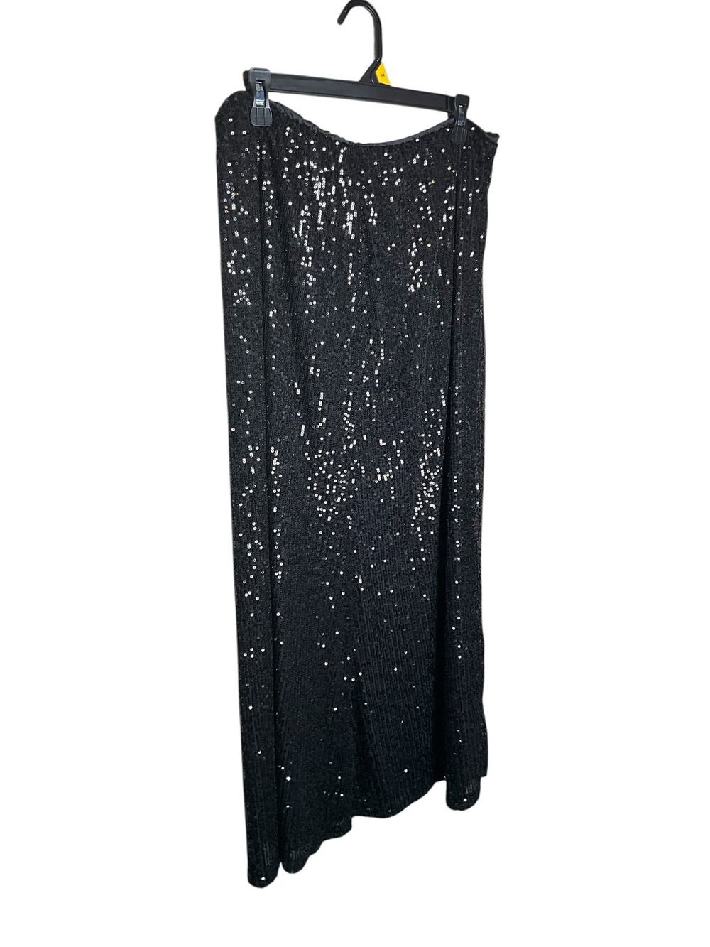 Old Navy Maxi Skirt Womens Large Black Lined Beaded Pull On Elastic Waist Preppy